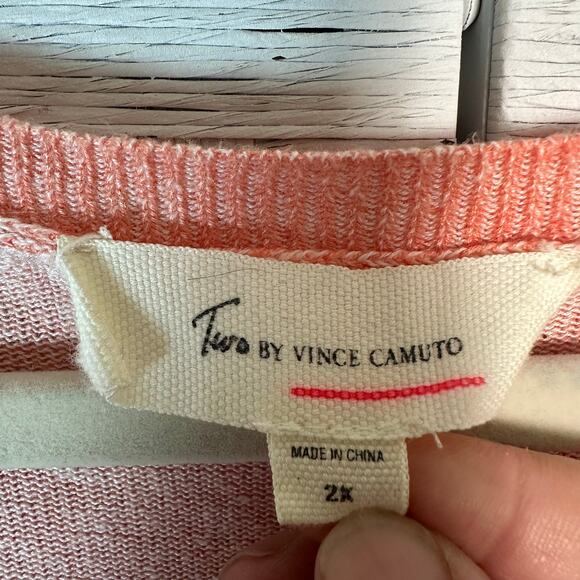 Two by Vince Camuto women’s lightweight sweater orange coastal grandma plus size - Picture 5 of 10